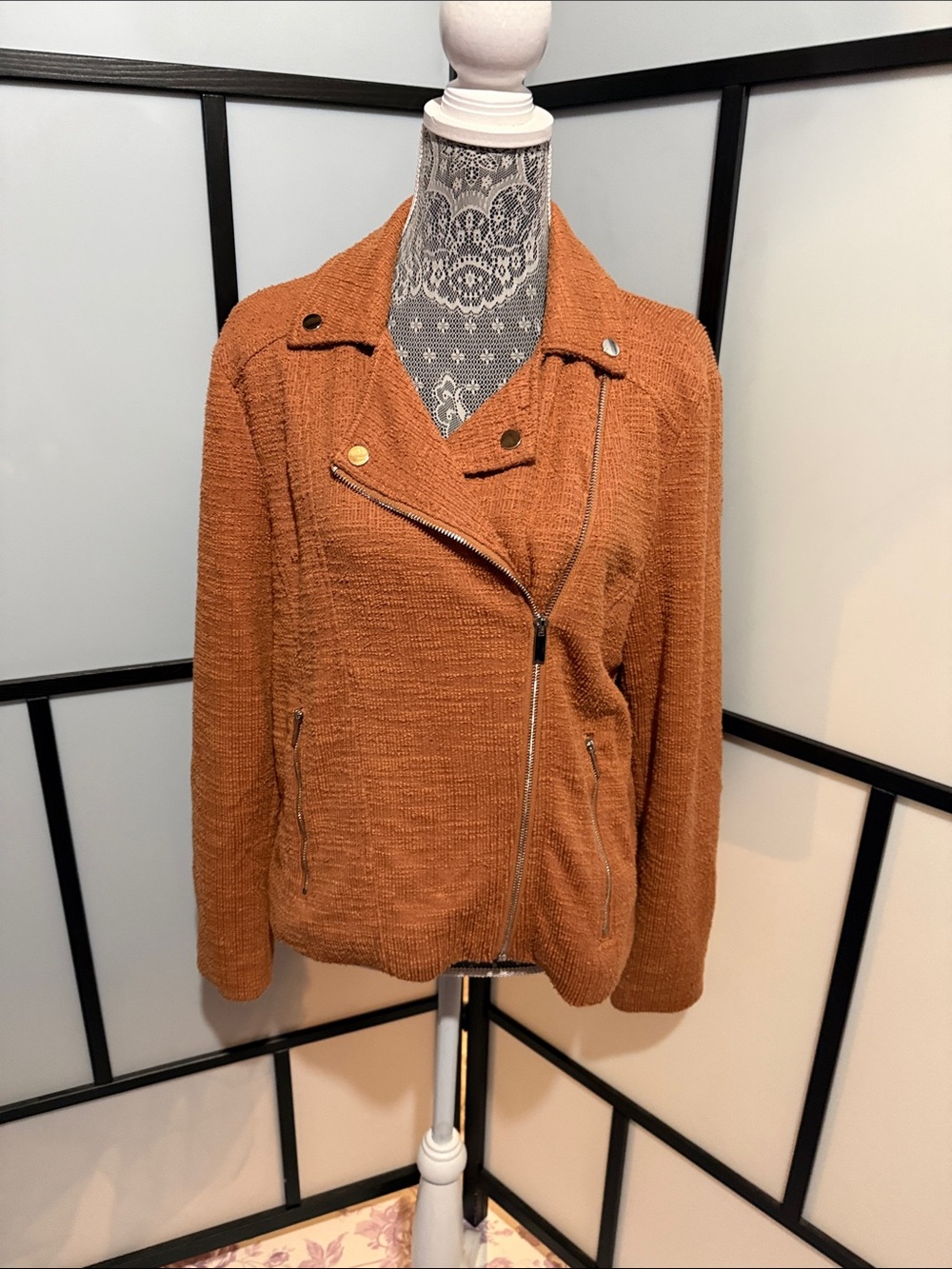 Nine West Textured Asymmetric Moto Jacket